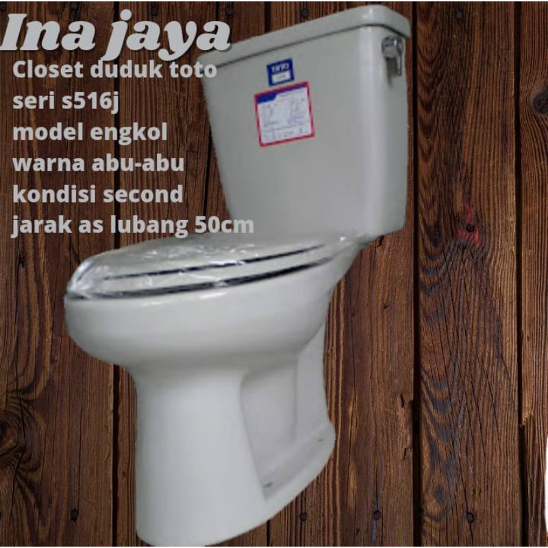 INAJAYA closet closed klosed kloset toilet wc duduk bekas toto s516j warna abu-abu engkol samping
