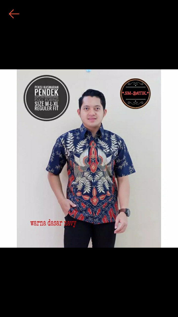 Peksi Kasmaran Navy Kemeja Batik Pendek Sm Batiksoloamanah