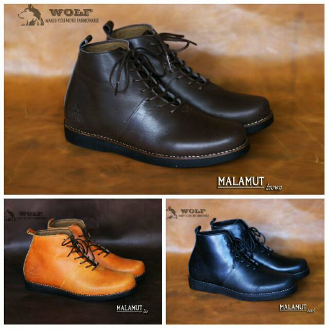 SEPATU BOOT KULIT ASLI PRIA WOLF MALAMUT ORIGINAL