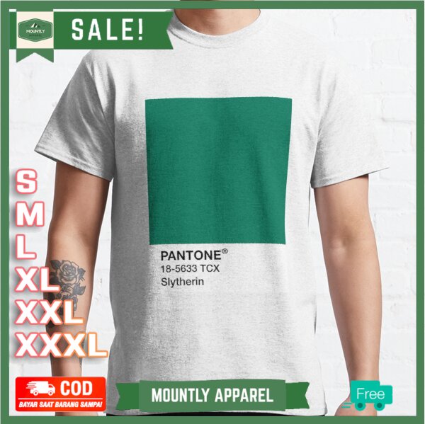 Kaos Baju PANTONE Slytherin, Green - Draco Malfoy T-Shirt Premium
