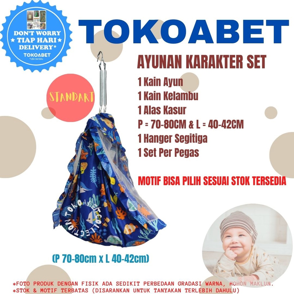 SET AYUNAN KARAKTER MANUAL ukuran STANDART dan JUMBO Lengkap HANGER SEGITIGA dan PER PEGAS sebagai Perlengkapan Tidur Bayi UKURAN JUMBO TOKOABET