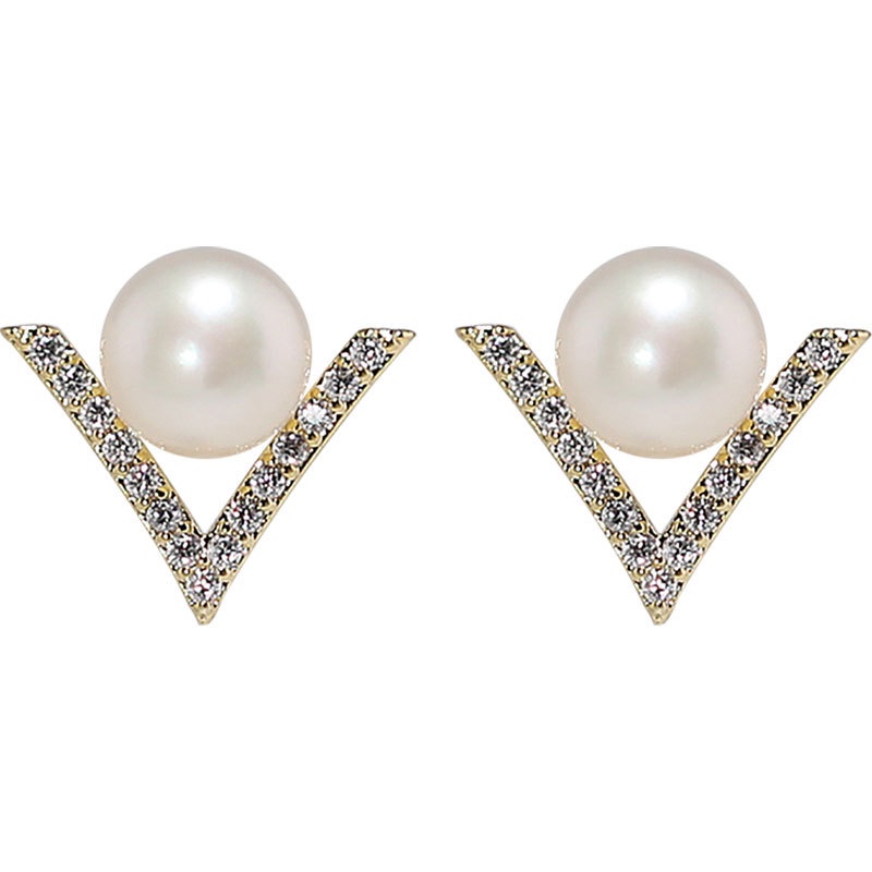 Sterling silver jarum zirkonium diamond pearl anting-anting anting-anting desain kelas tinggi anting