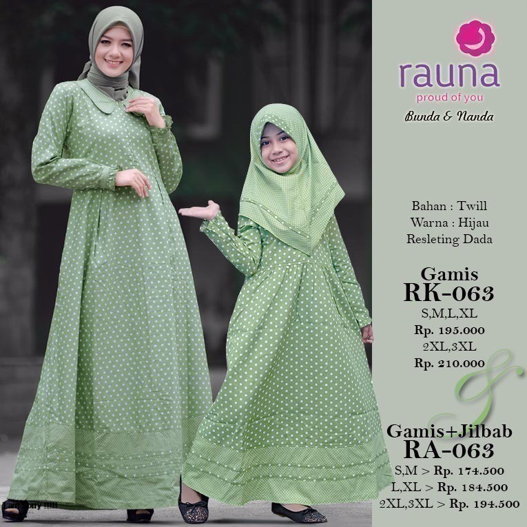 Gamis couple rauna rk ra 063 / dreess couple ibu dan anak / gamis katun wanita
