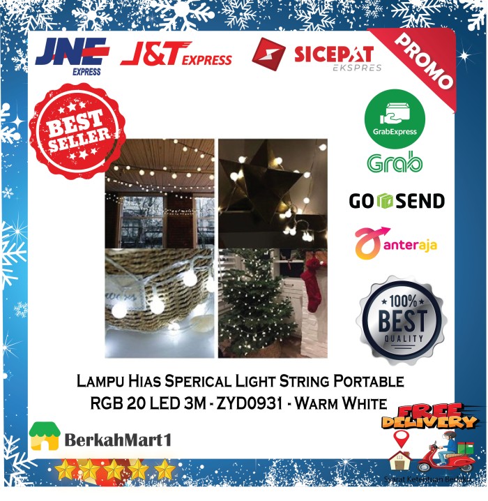 Lampu Hias Ruangan dan Pohon Natal LED String Portable Waterproof 3M