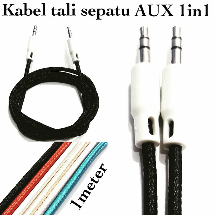 Kabel AUX 3.5mm Audio Jack Speaker Handphone Model Tali Sepatu Male to Male