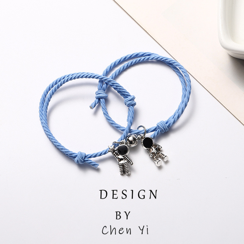 【COD Tangding】2pcs/set Couple Lovely Astronaut Bracelets Magnet Attracting Each Other Bracelets Lover Gift