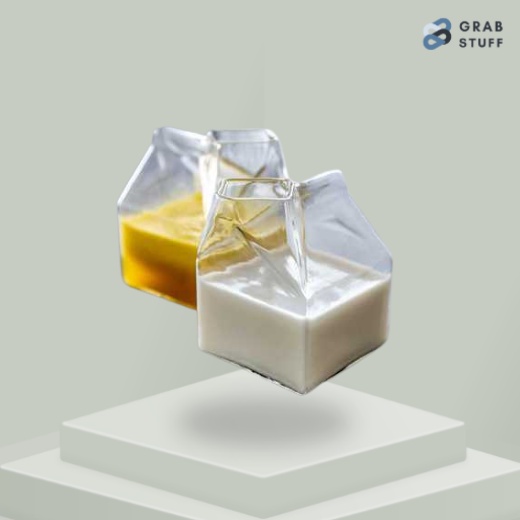 Gelas Kaca Susu Borosilicate Design Kotak Susu Glass Milk Box 300ml / Gelas Minum Susu Jus Sirup Kopi Teh Kaca Bening Unik Lucu Aesthetic Estetik Gelas Korea Kotak Simple Polos Elegant Tahan Panas Anti Pecah Tumpah / Drinking Glass Aesthetic Korean Glass