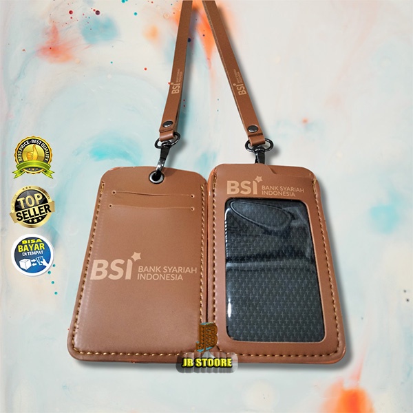 

Tempat Id Card BANK SYARIAH Kulit / Id Card Holder Syariah Gantung / name tag bank syariah tali kulit