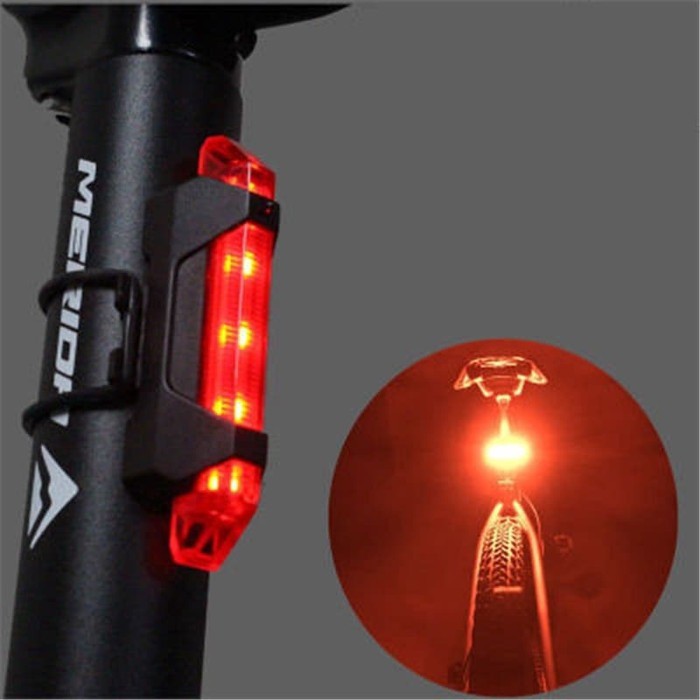 Lampu LED Sepeda Belakang 4 Mode Pencahayaan USB Charge Rear Bike LED Light Waterproof