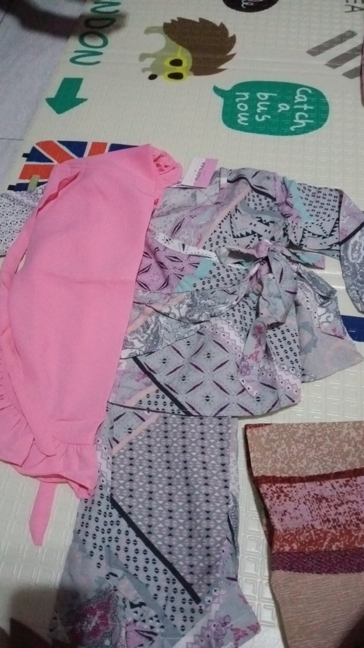 Oneset Tunik Setelan Celana Satcel Batik Meemaa Rayon Uniqlo Kimono Set