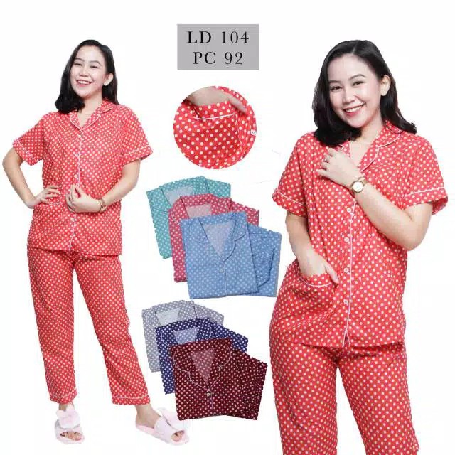 PIYAMA WANITA / BAJU TIDUR WANITA MOTIF POLKADOT CP/PP