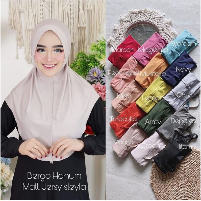 HIJAB BERGO HANUM / HIJAB BERGO JERSY / HIJAB INSTAN TERBARU