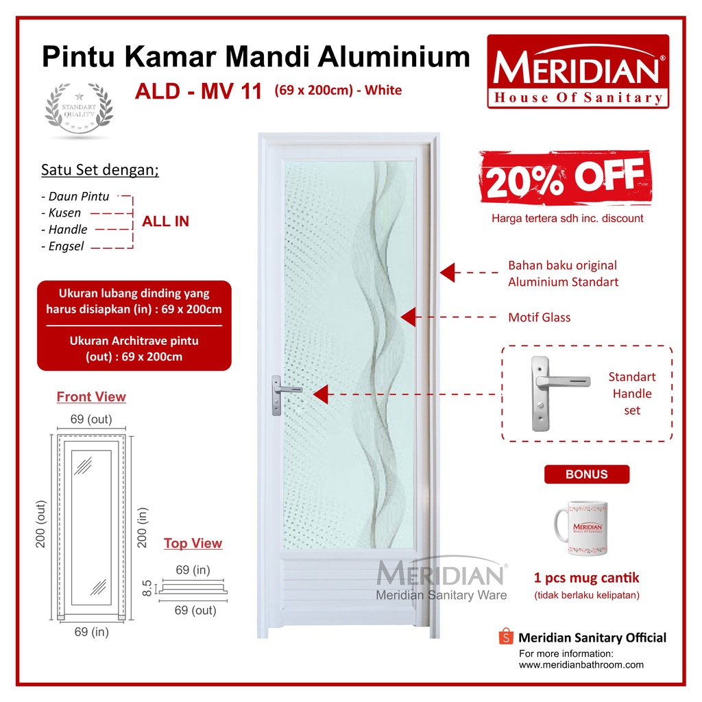 Pintu Aluminium Kamar Mandi MERIDIAN - ALD MV 11