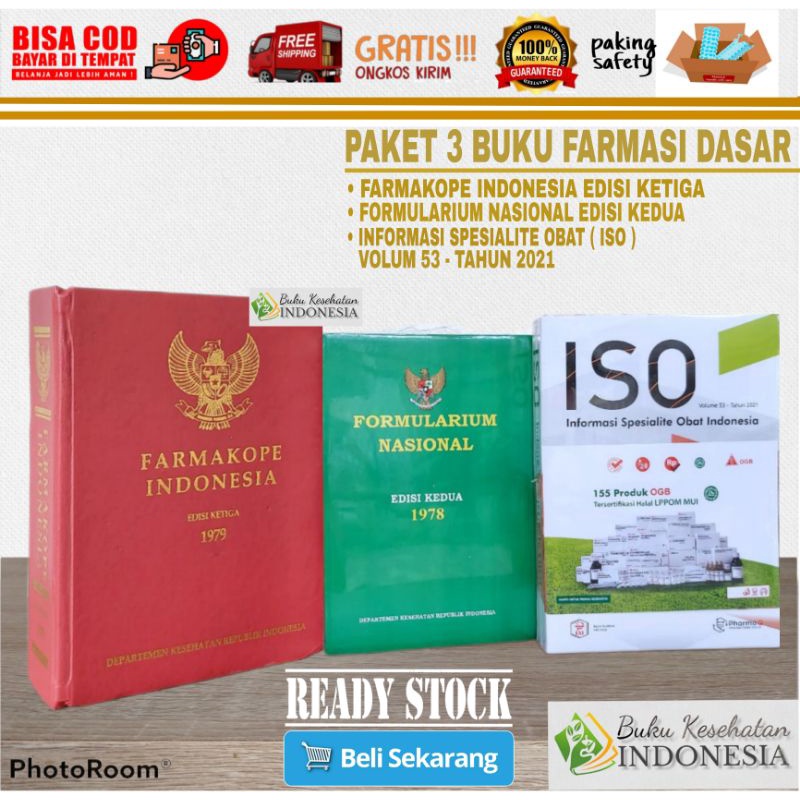 PAKET 3 BUKU FARMASI DASAR FARMAKOPE EDISI 3 ISO OBAT FORNASFORMULARIUM NASIONAL FORNAS ISO OBAT FAR