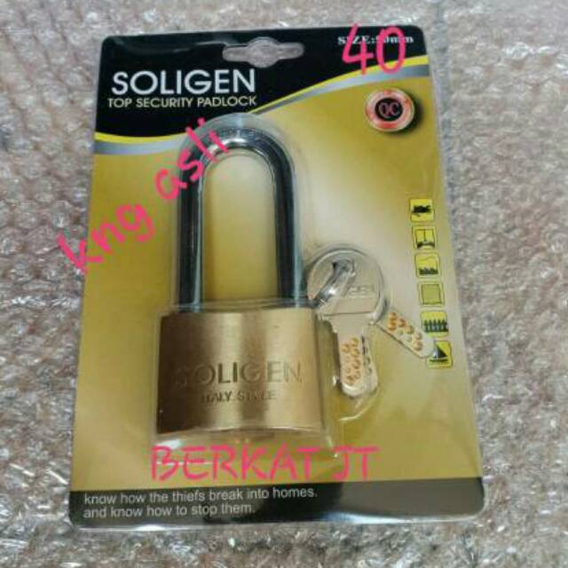 GEMBOK KUNINGAN ASLI 40 MILI PANJANG/GEMBOK PAGAR/GEMBOK SOLIGEN/GEMBOK