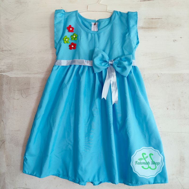 Dress anak 3 4 tahun perempuan baju anak cewek  ( dress pita mutia )