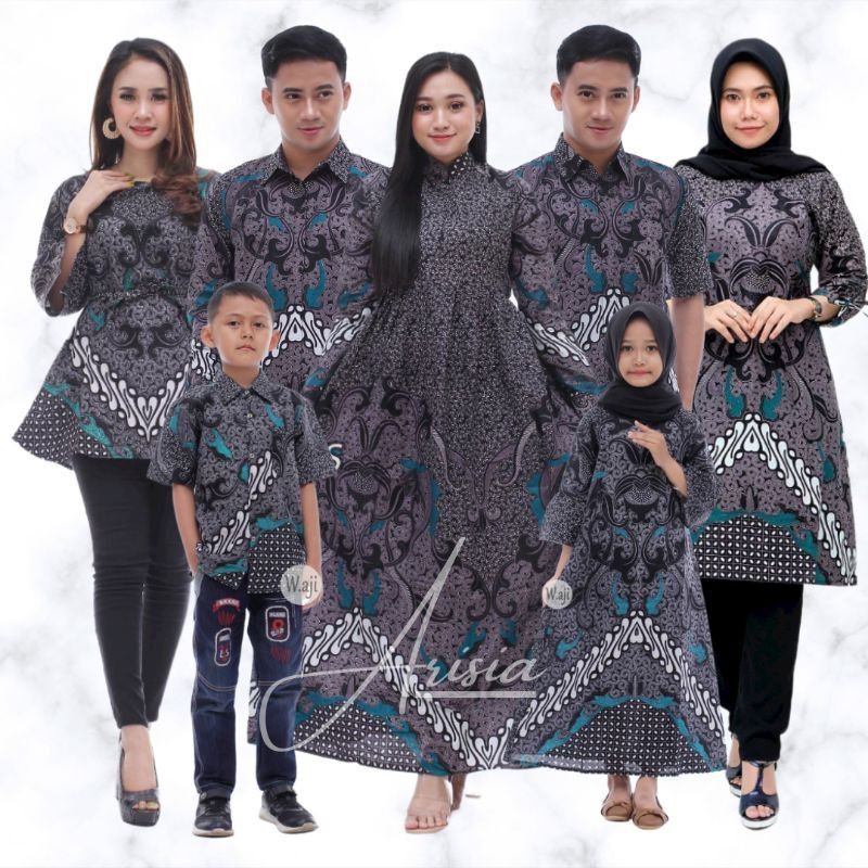 BATIK COUPLE KELUARGA, baju batik couple keluarga ori ndoro jowi dnt dimensi abu