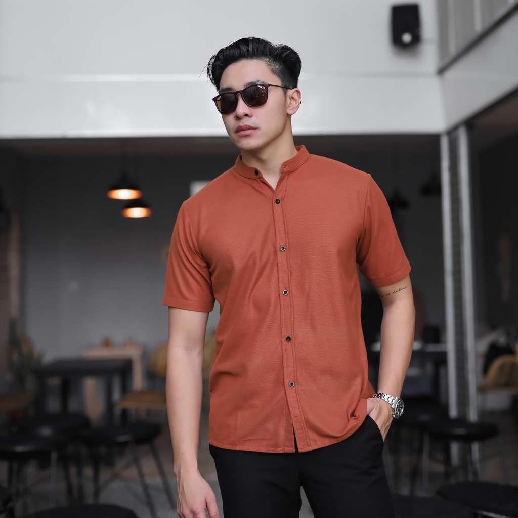 Kemeja Pendek kemeja Polos Kemeja Slimfit Kemeja Kasual Besic Kemeja Cokelat