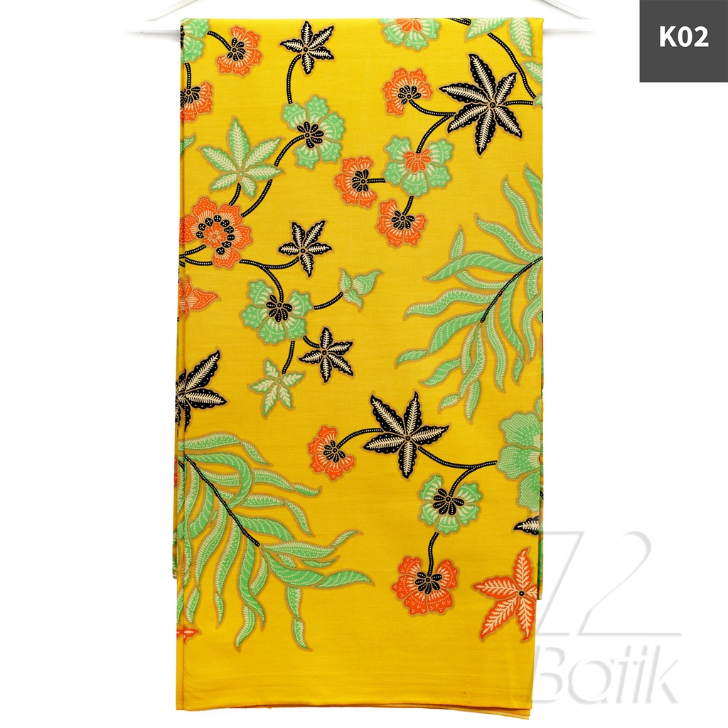 KAIN BATIK PREMIUM Bahan Katun Motif Kembang Warna Kuning 729700 Cap 72 Jarik Jarit Samping Kebat Panjang Batik Katun Modern Premium Bahan Seragam Batik Pernikahan Kantor Keluarga Murah Kamen Jadi Batik Bali Lembaran