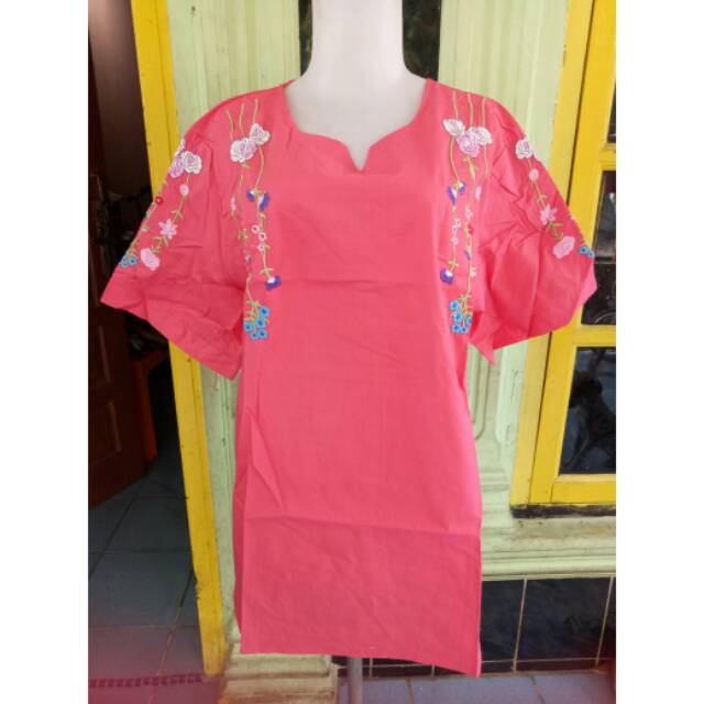 BLUS ATASAN KATUN JUMBO /BIG SIZE BATA BORDIR MAWAR
