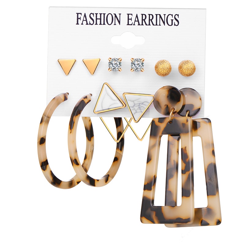 Set Anting Rumbai Desain Bunga Kupu-Kupu Geometris 17km Bahan Metal Gaya Retro Untuk Wanita-7