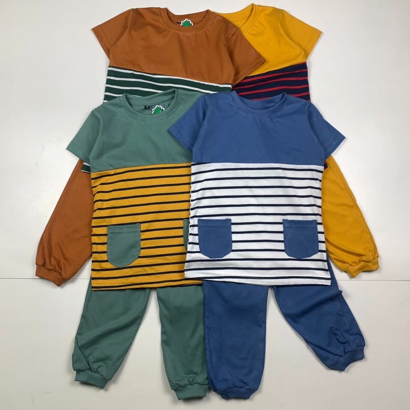 SETELAN ANAK UNISEX STRIPES HALF (1-10 TAHUN)