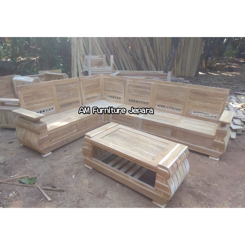 Jual Kursi Sudut Domini B Kursi Sudut Kayu Jati | Shopee Indonesia