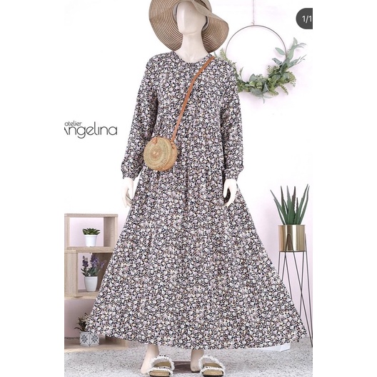 Atelier Angelina Homedress Bella Rosetta Navy NEW Size L| Bazar Atelier Angelina | Dress Muslim Atel