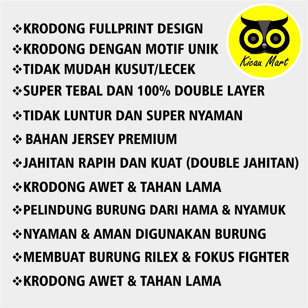 Krodong Kerodong Sangkar Murai No 1 Motif Burung Murai Fullprint Sempati Bahan Jersey Premium Krodong Kandang Burung Murai Mode Jemur Krodong Sangkar Burung Murai
