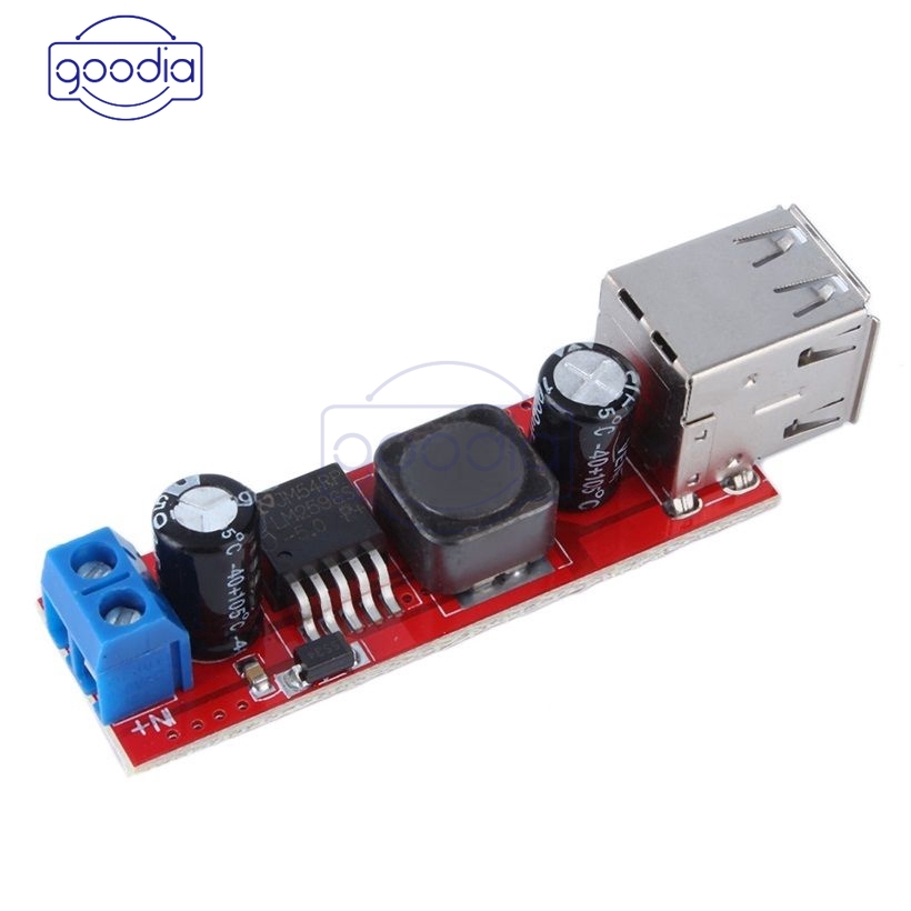 Modul Konverter Step Down Dc 6v-40v 12v Ke 5v 3a Dual Usb Charger Dc-Dc Lm2596