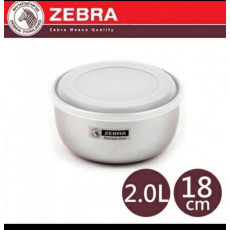 Mangkok + Tutup ZEBRA 18 Cm 110422 - Food Storage Stainless Steel