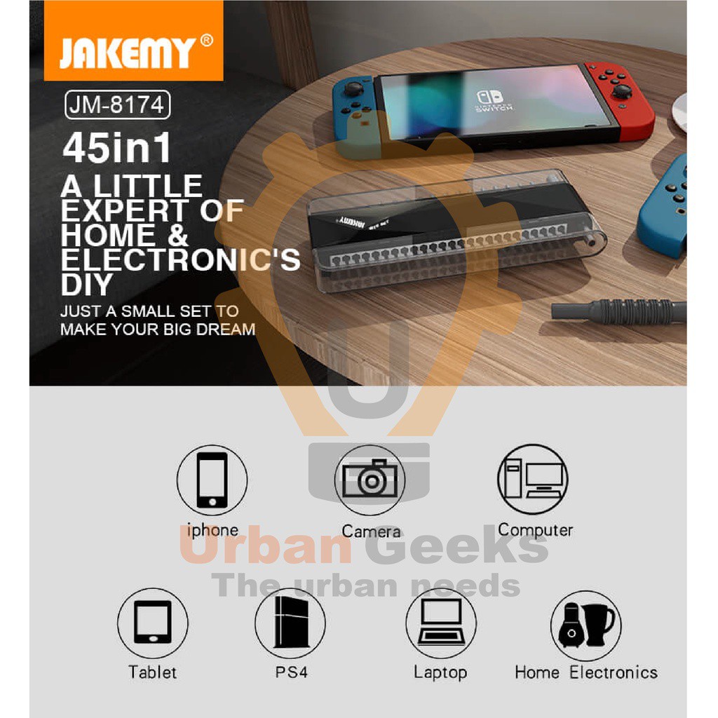 Obeng Set Hp Torx Lubang Tengah JM-8174 45 in 1 Hitam Original Jakemy