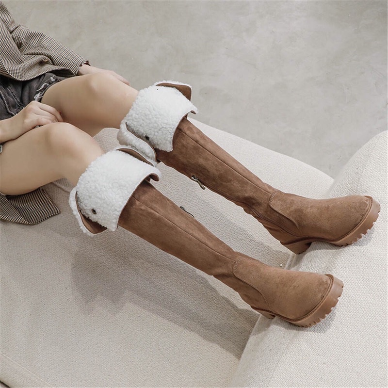 Winter Overknee Boots Suede Boots Selutut Wanita