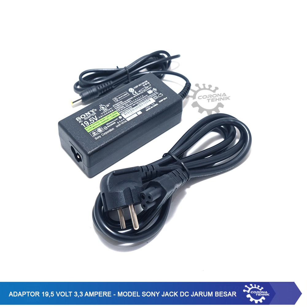 Model Sony Jack DC Jarum Besar - Adaptor 19,5 Volt 3,3 Ampere