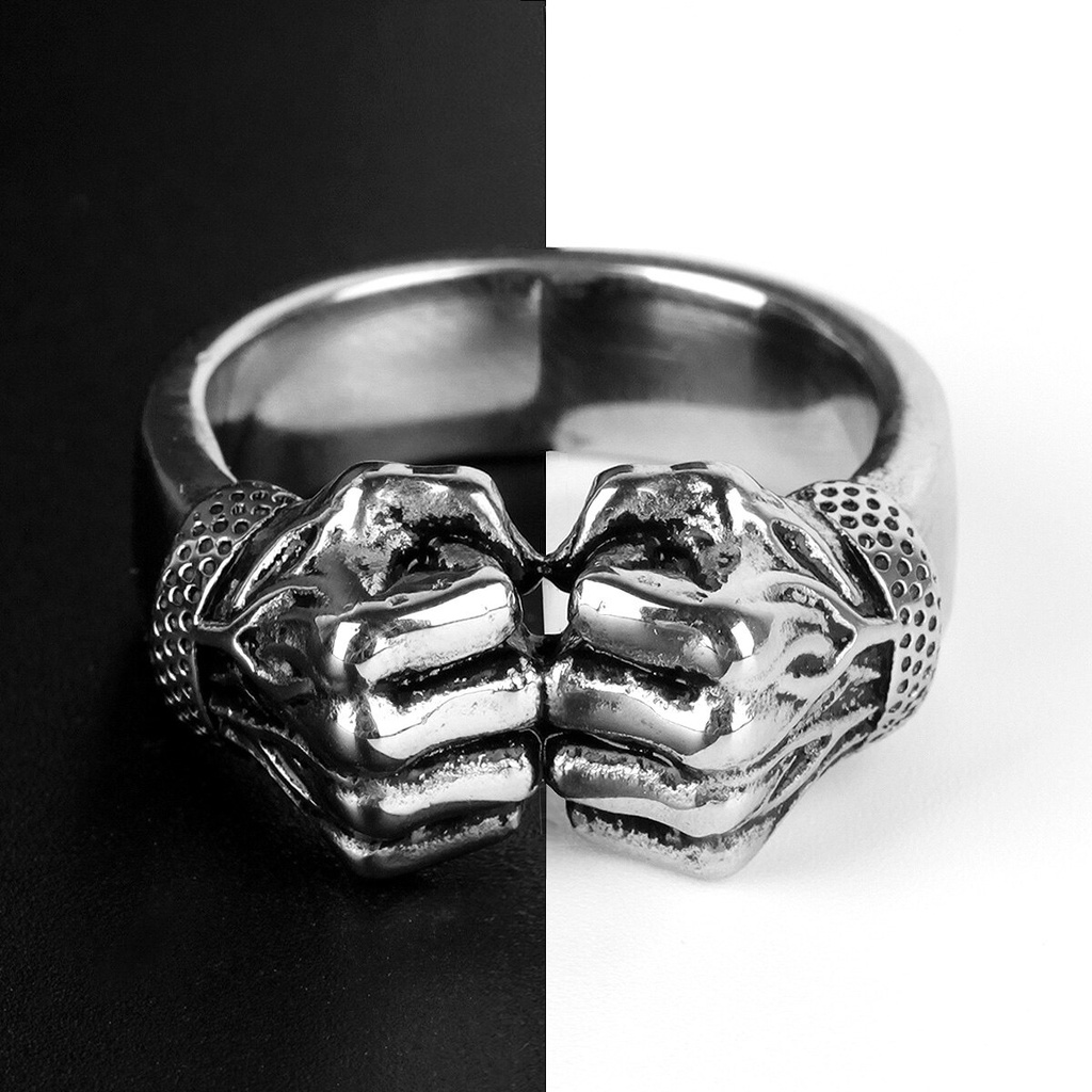 POWER Cincin Bentuk Tinju Marah Bahan Stainless Steel Gaya Punk Rock Untuk Pria