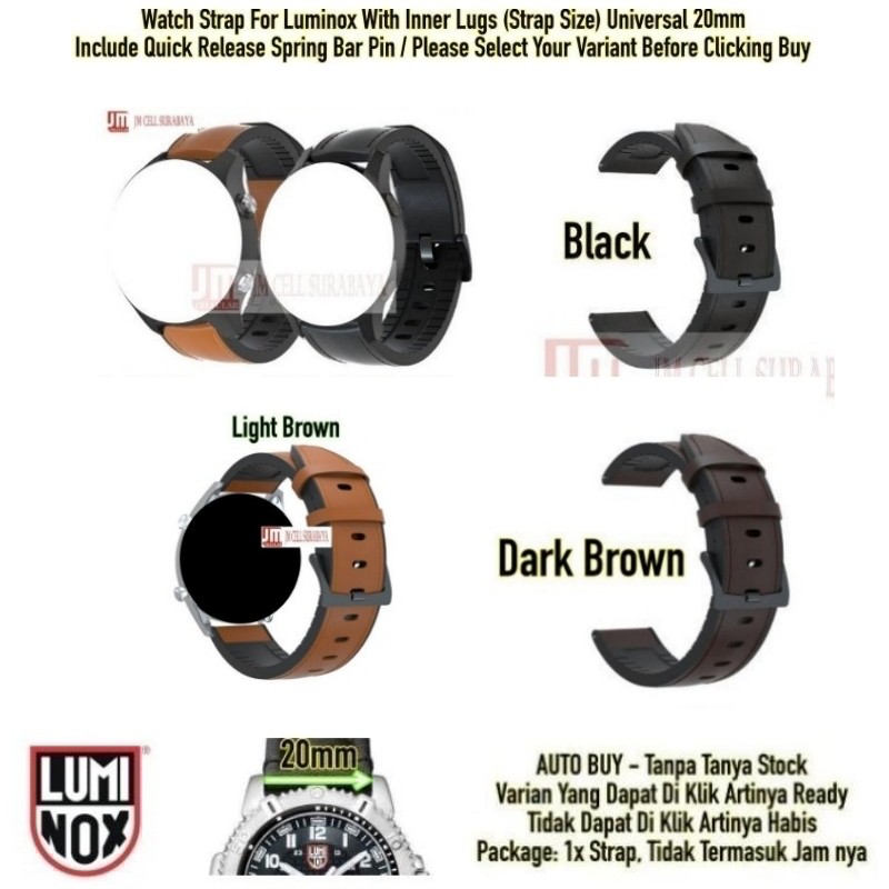 Tali Jam Watch Strap Luminox Size 20mm - Hybrid Rubber Kulit Leather
