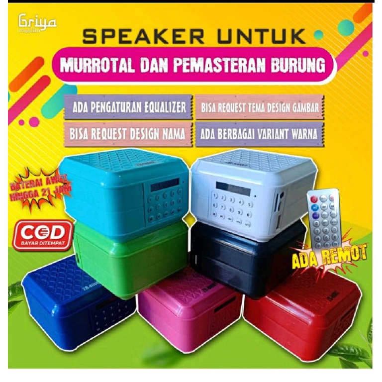 SPEAKER KHUSUS UNTUK PEMASTERAN BURUNG ZB800BT BATERAI 1200MAh BONUS REMOTE