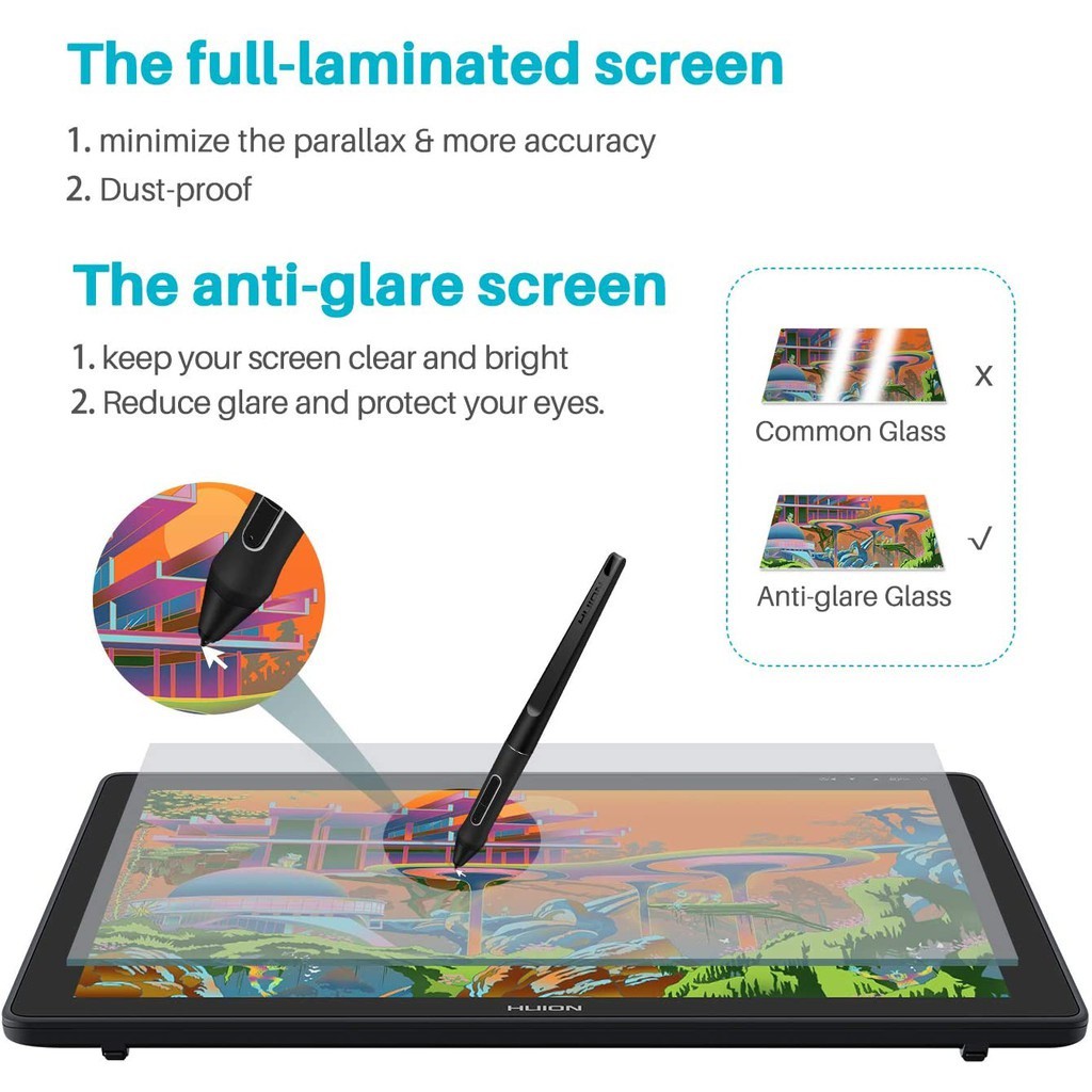 HUION Drawing Tablet KAMVAS 22 Plus Pen Display Garansi Resmi Indonesia 1 tahun