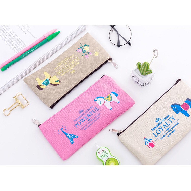 MURMURE.ID | TEMPAT PENSIL CUTE  ROYAL HORSE TERBARU PENSIL CASE ZIPPER IMPORT PC033-1