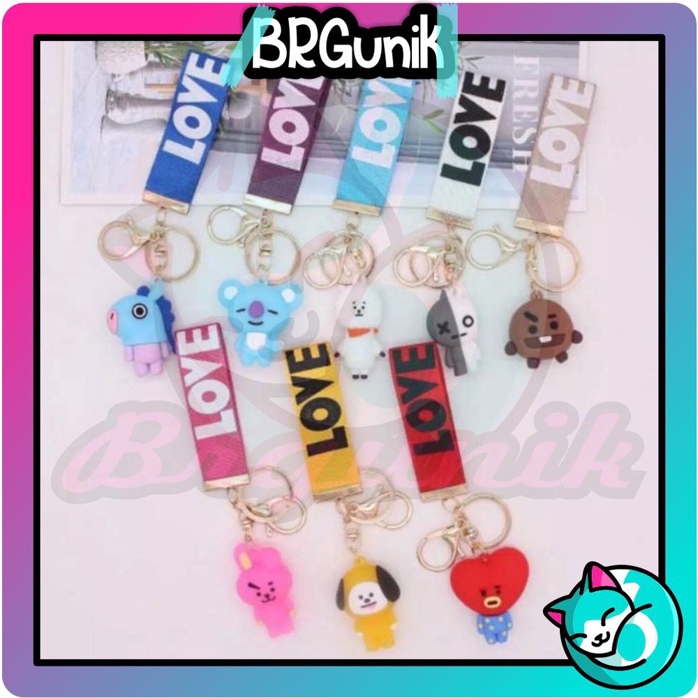 BRGUNIK Gantungan Kunci  Love Gold Aksessoris Tas Kpop Keychain Import A032