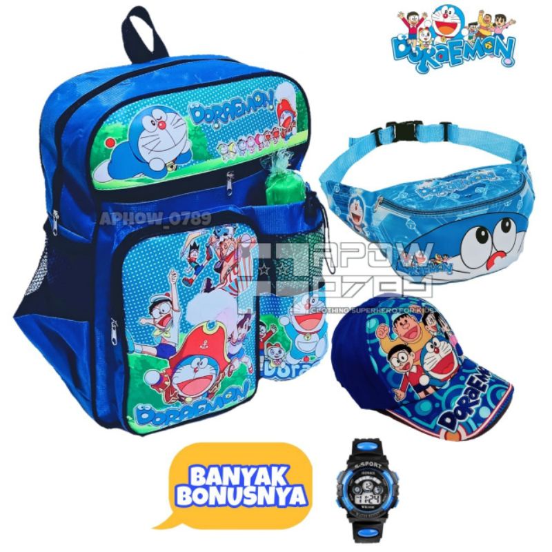 PAKET HEMAT 4IN1 TAS RANSEL ANAK SEKOLAH KARAKTER BANYAK BONUSNYA