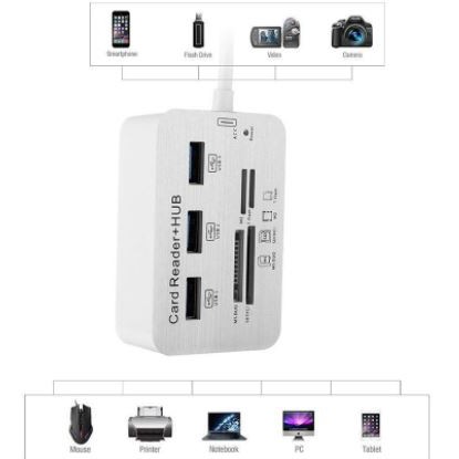 Usb 3.0 hub 3 port card reader micro sd Tf m2 sd mmc ms duo 7in1 5gbps with power dc 5v for pc laptop phone