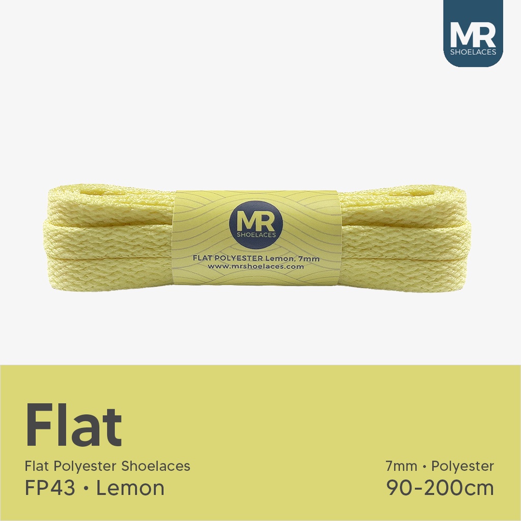 Original MR Shoelaces FP43 Lemon (Kuning) Tali Sepatu Polyester Pipih Flat 7mm 80cm 90cm 100cm 120cm 130cm 150cm 180cm 200cm untuk Sneakers - Premium Shoelace Premium Shoelaces