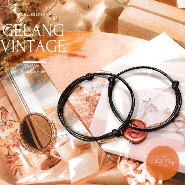 Gelang Tali Simple Pria Wanita Motif Polos 1pcs warna hitam