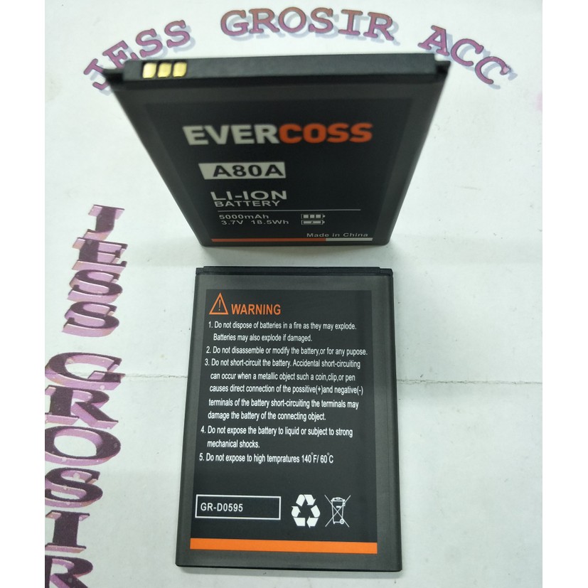 Baterai Battery Evercross Evercoss Cross A80A Elevate Y2 Double Power - Hitam