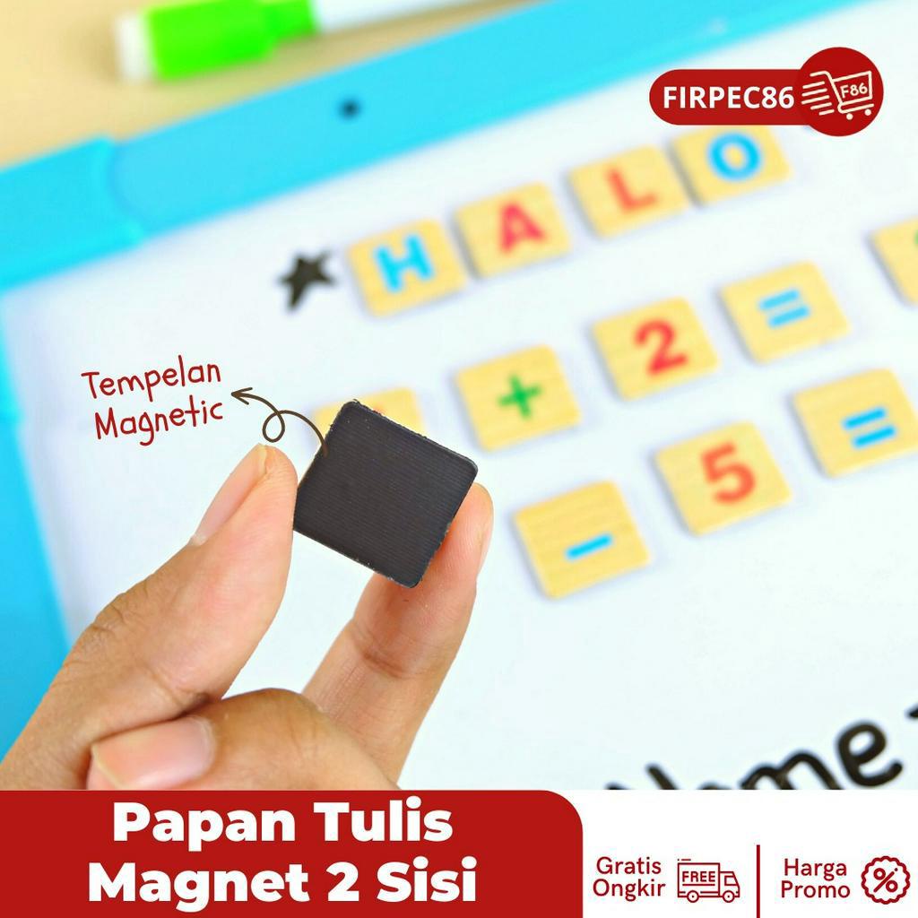 Papan Tulis 2 Sisi / Double Side Magnetic Alphabet / Whiteboard &amp; Blackboard