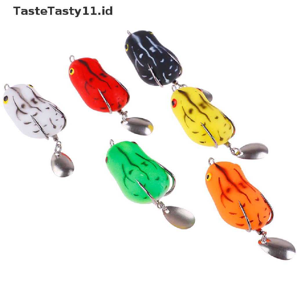 Tastetasty 1PC Umpan Pancing Softlure Bentuk Katak Imitasi Dengan Kail Ganda