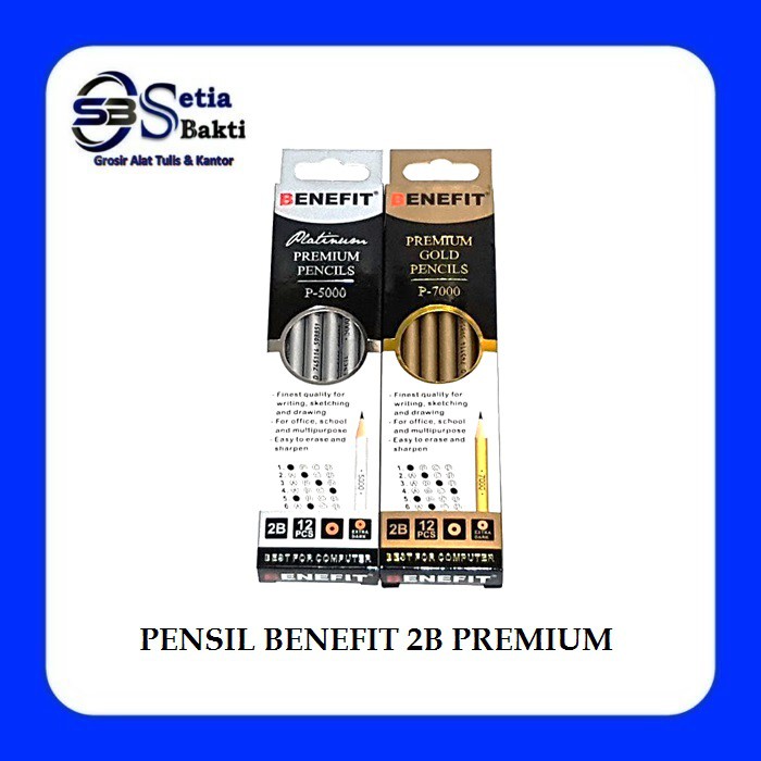

BENEFIT - Pensil 2B Premium Gold dan Platinum - 1 Pak - 12 Pcs