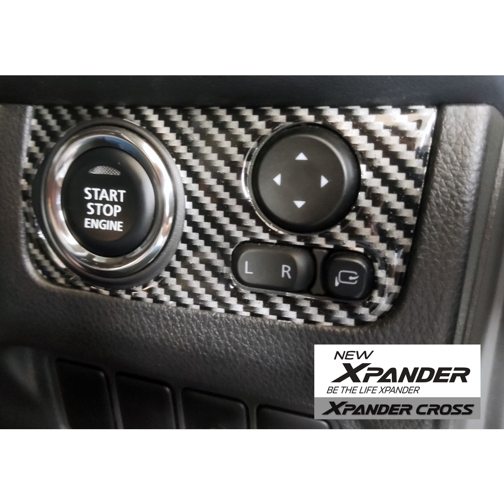 Sticker Timbul Panel Start Button Xpander - Motif Carbon