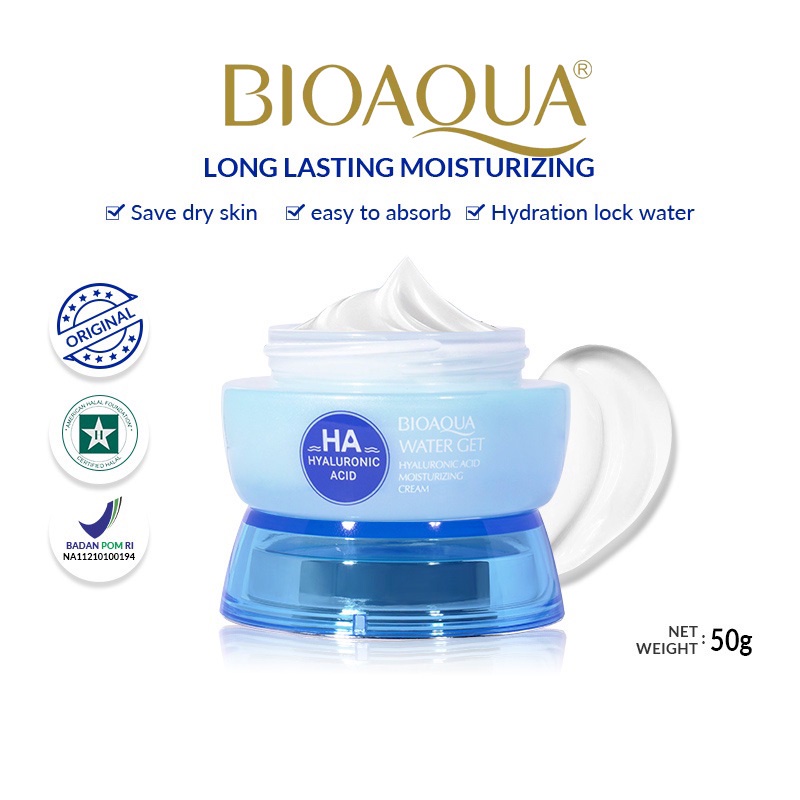 [BPOM] BIOAQUA Hyaluronic Acid Moisturizing Cream 50g Day &amp; Night Cream Wajah